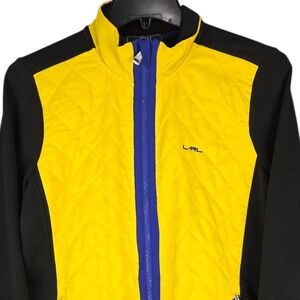 Lauren Ralph‎ Lauren Jacket Women Medium Yellow Black Active Quilted Athletic
